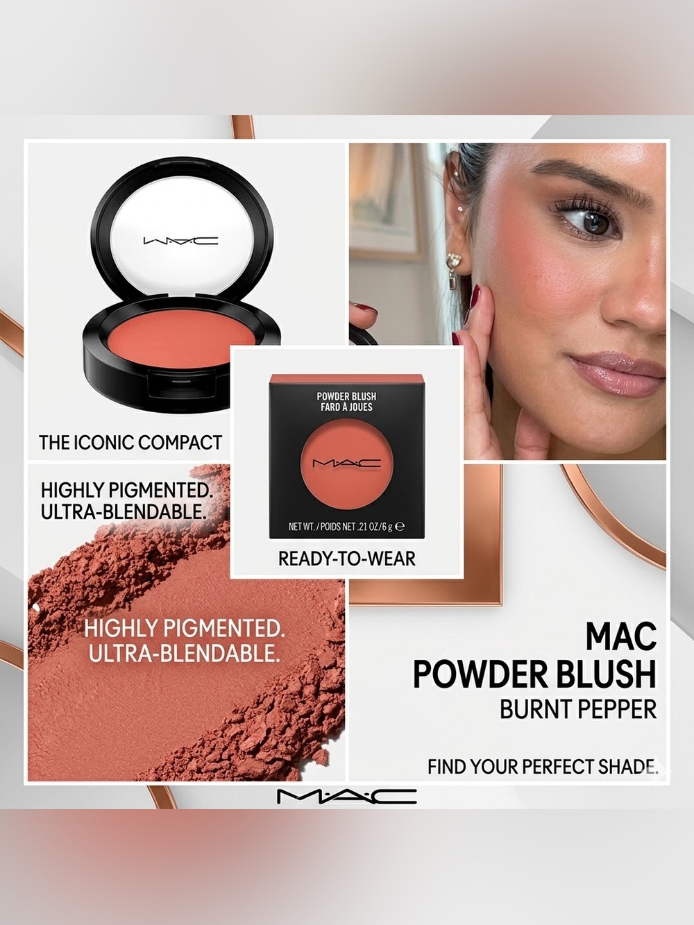 BNIB Authentic MAC Powder Blush - Burnt Pepper | Full Size Matte Dirty Tangerine